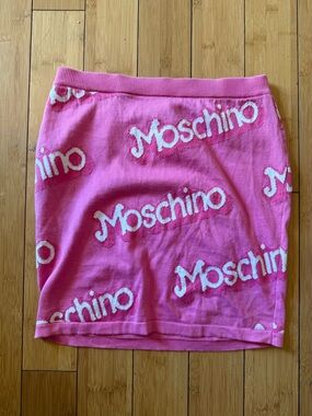 Moschino Hot Pink Knit Logo Runway Barbie Mini Skirt